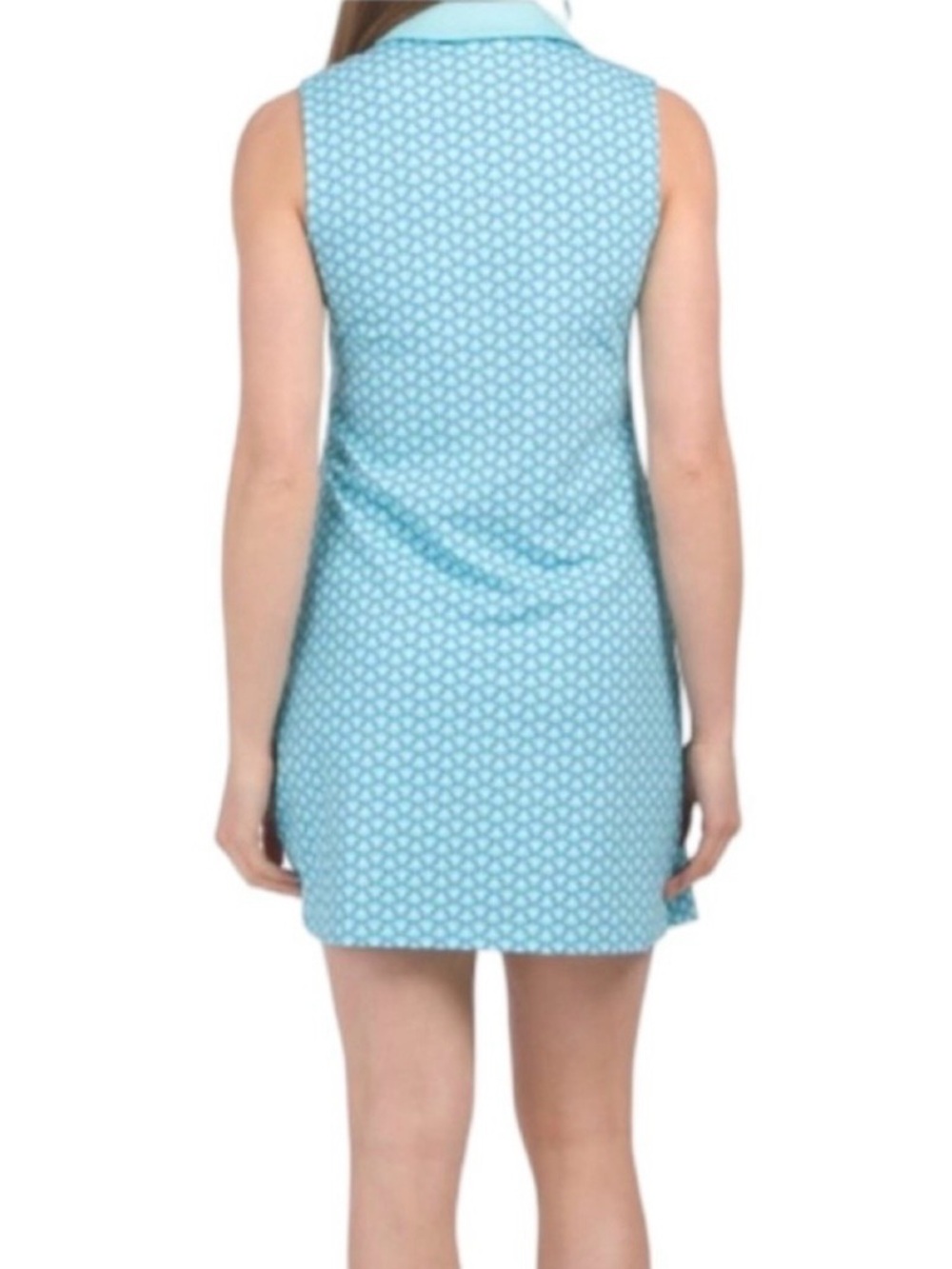 Sigrid Olsen Aqua Blue Patterned Collared Sleeveless Golf Tennis Dress, Medium - Picture 5 of 12